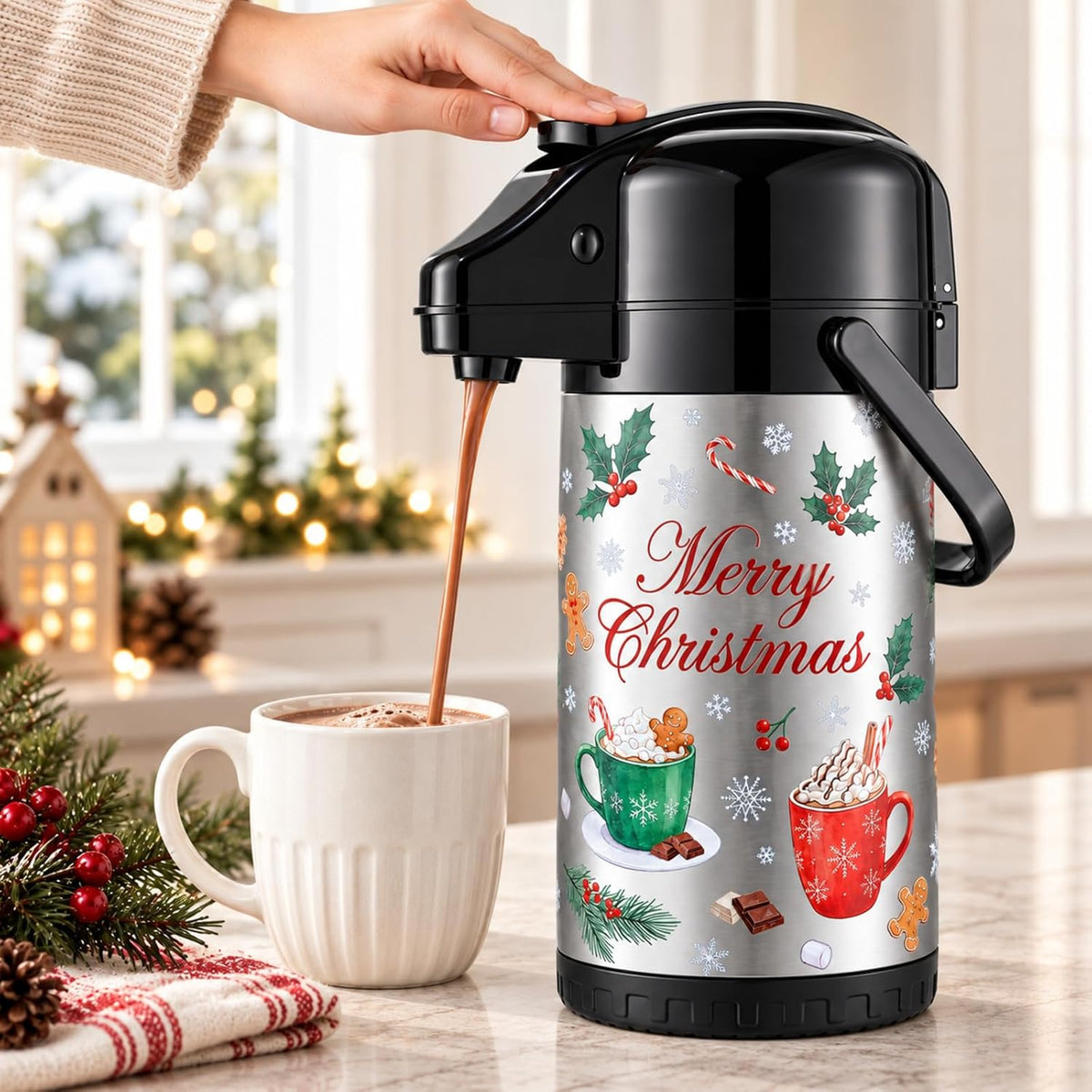 85oz Christmas Hot Chocolate Dispenser Hot Cocoa Bar Supplies, Cocoa Cups