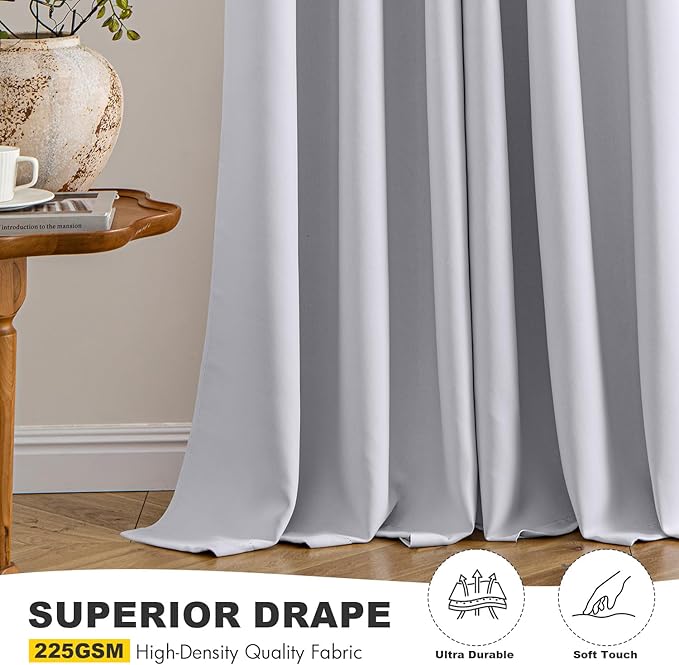 MIULEE Greyish White Blackout Curtains