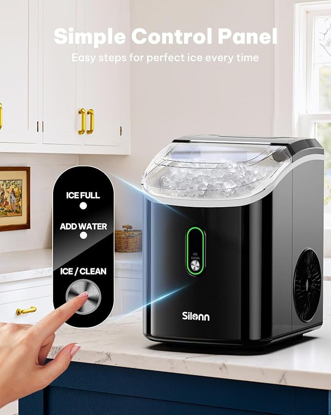 Silonn Nugget Ice Maker Countertop, Pellet Ice Machine