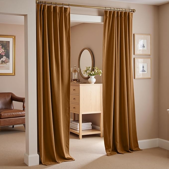 Lazzzy Velvet Blackout Extra Long Curtains Thermal Insulated Room Window Drapes