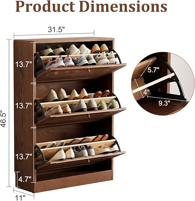 KungFuWood 31.4 W Soild Wood Shoe Storage Cabinet