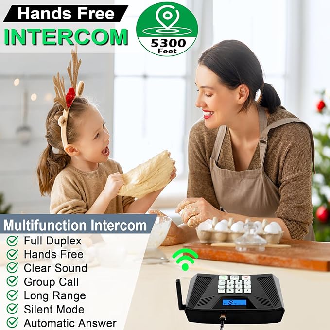 SANZUCO Intercoms Wireless for Home, Upgraded 5300ft Intercom 9 Channel 2 Code
