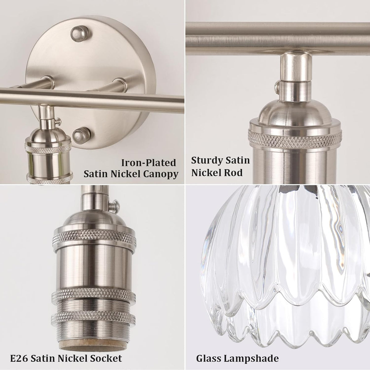 Shenmoyl Bathroom Light Fixtures, 3-Light Vanity wall Light Over Mirror with ...