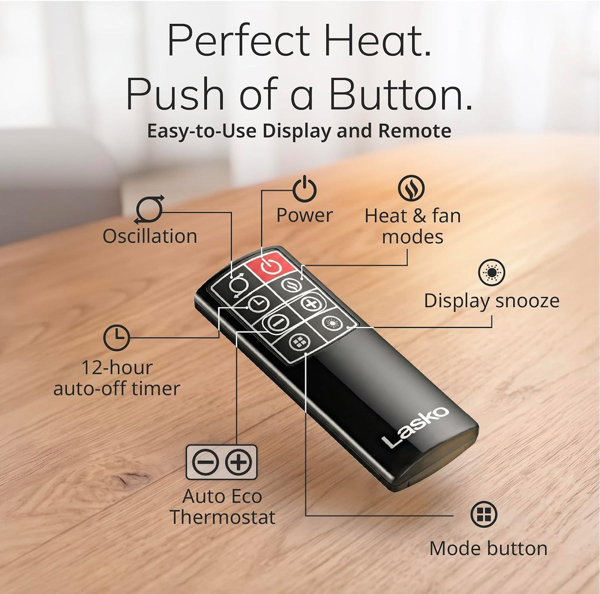 Lasko 12" Ellipse Ceramic Tabletop Space Heater - Remote - Black - CD12950