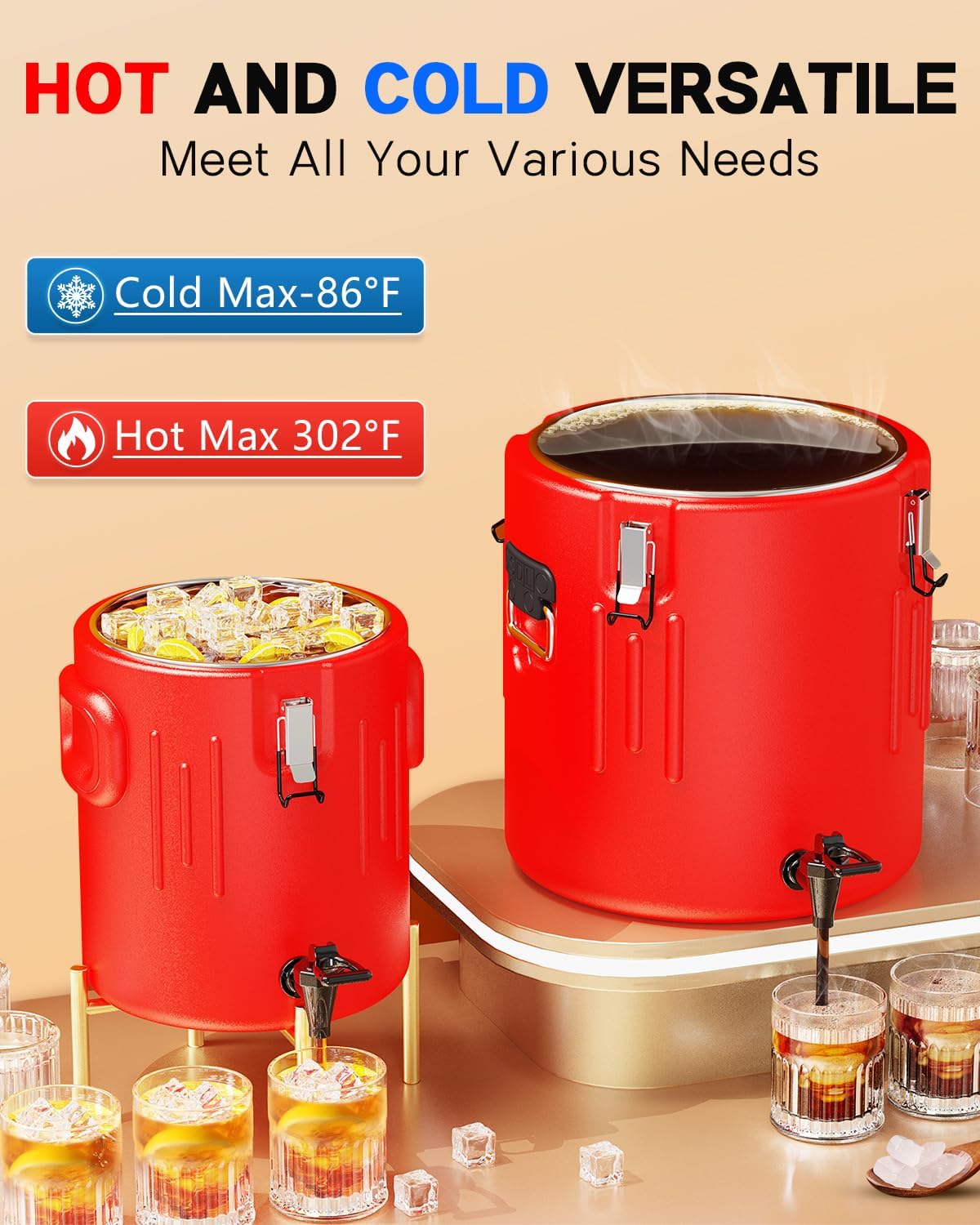 Insulated Beverage Dispenser 3.5 Gallon, Hot Drink Dispenser with Spout,13L