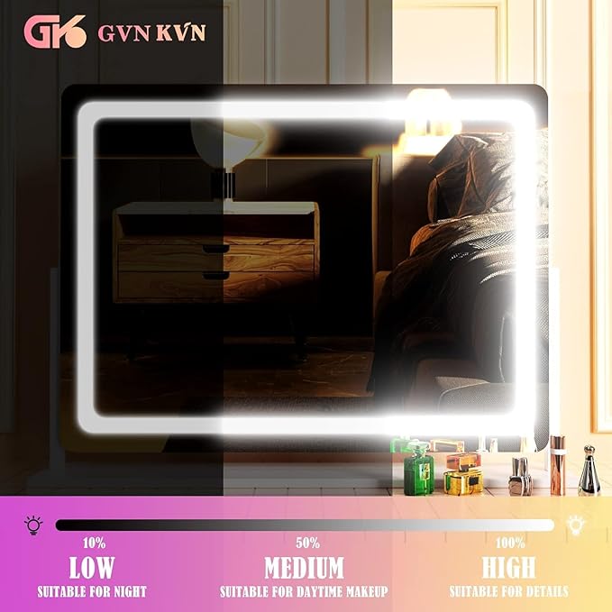 Makeup Vanity Mirror with USB Charging Port 28" x 22" Large LED Mak...
