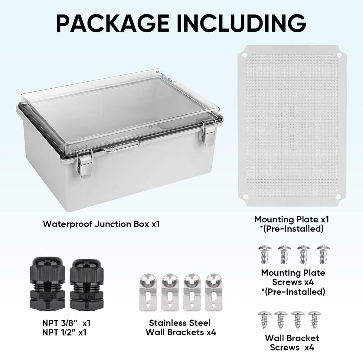 TICONN Outdoor Electrical Box Waterproof, ABS IP67 Junction Box Enclosure