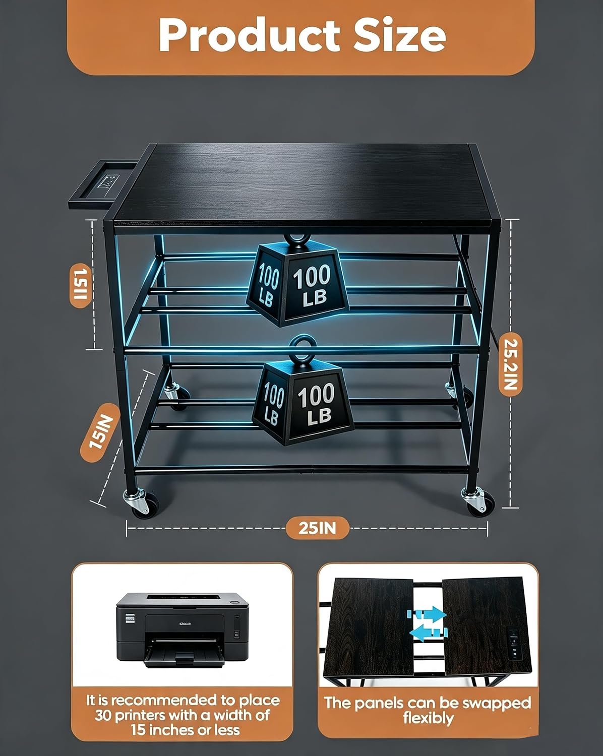3D Printer Table, Sturdy 3D Printer Stand with 3D Printer filament storage