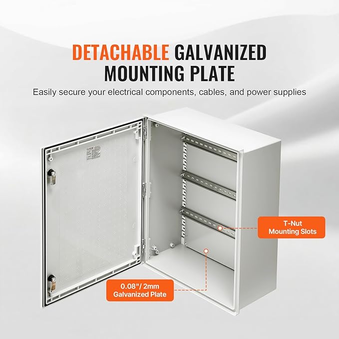 VEVOR Fiberglass Enclosure 19.7 x 15.7 x7.9 Electrical Enclosure Box NEMA 3X