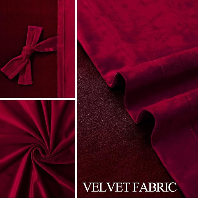 JIUZHEN Red Velvet Curtains 96 inches