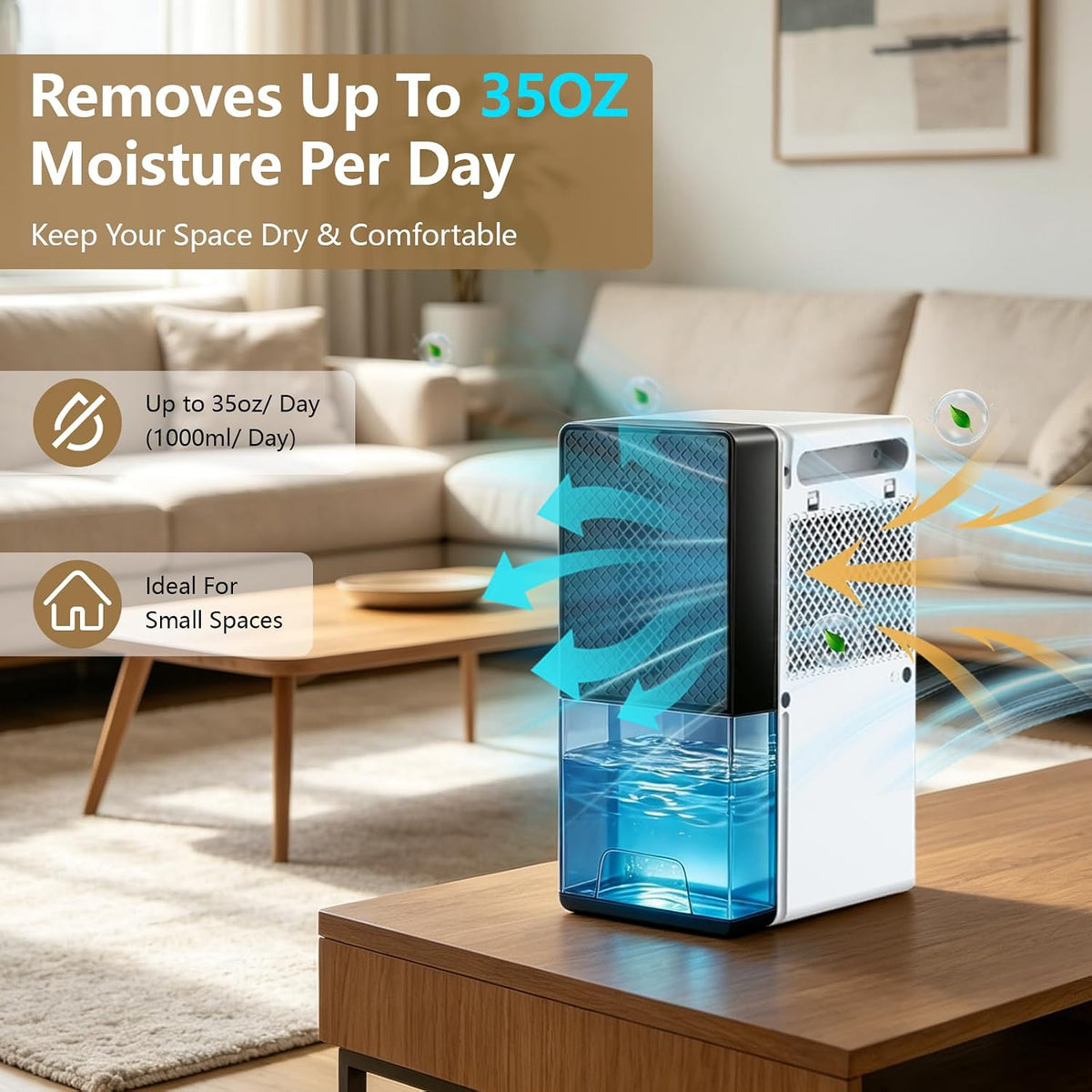 78 OZ Dehumidifier,Small Dehumidifier for Bedroom 300 Sq.Ft