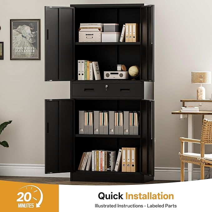 Metal Storage Cabinets with 1Drawer, Steel Storage File Cabinet