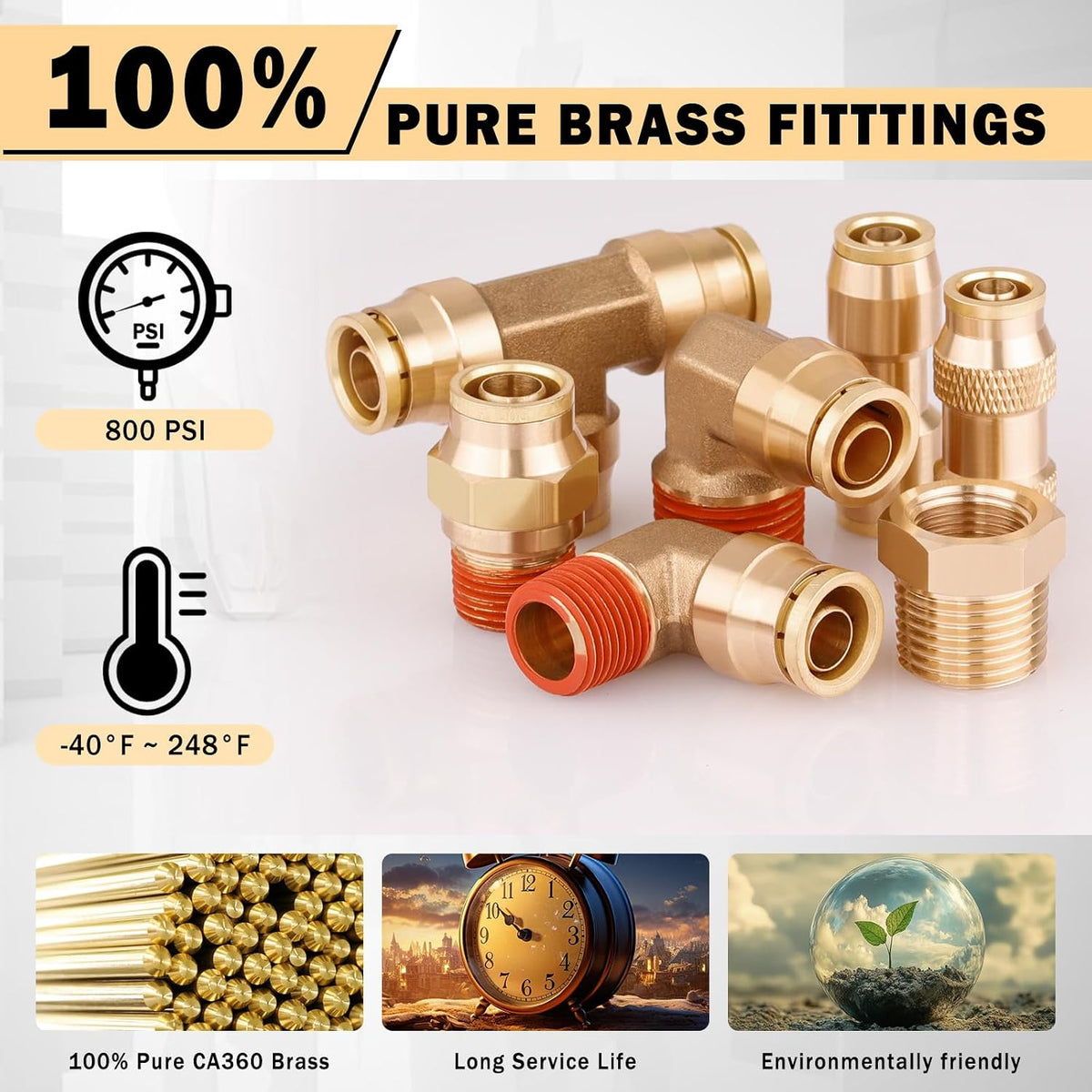 CheeMuii 80 PCS Brass DOT Air Line Fittings with 1/4" & 3/8" DO...