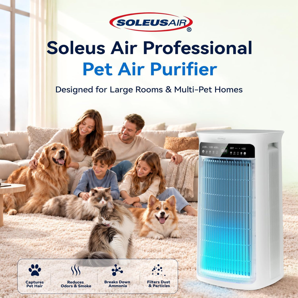 Air Purifiers for Home Large Rooms, Pet Hair and Dust, with HEPA Filter