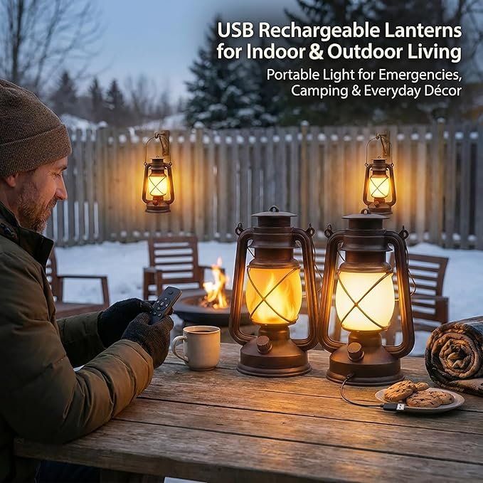 Lantern LED Battery Powered Camping Lamp Outdoor Hanging Rechargeable Lantern...