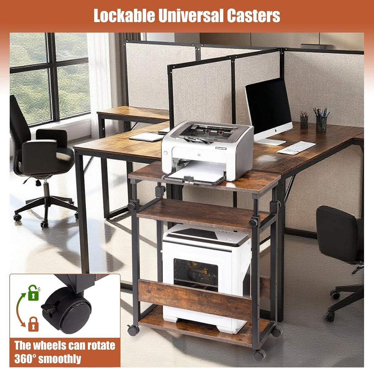 Height Adjustable Computer Tower Stand, Top Adjustable 24"Wx12"Dx23...