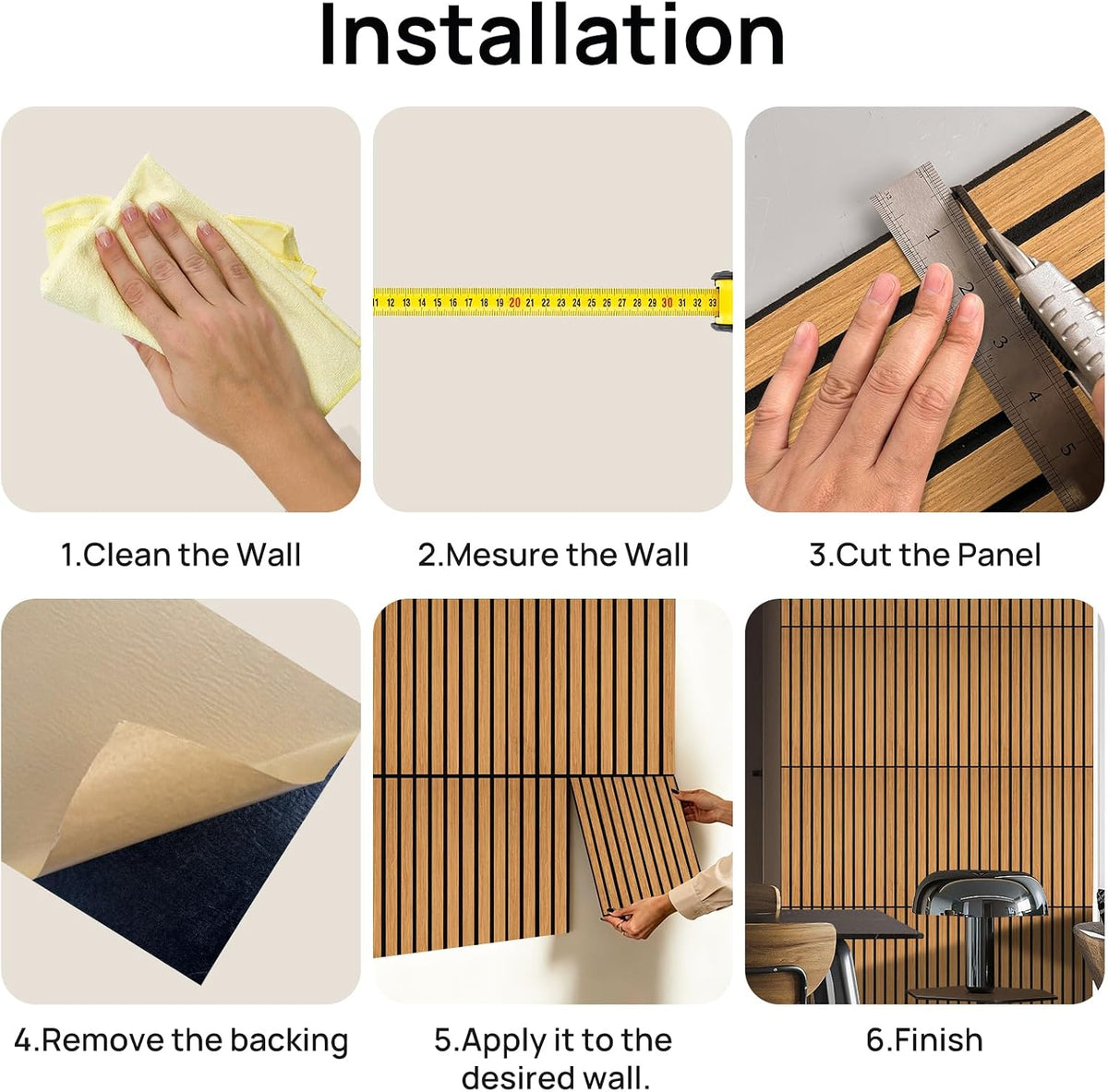 Self-Adhesive Acoustic Wall Panels, Wood Grain Sound Absorbing Panels, Teak