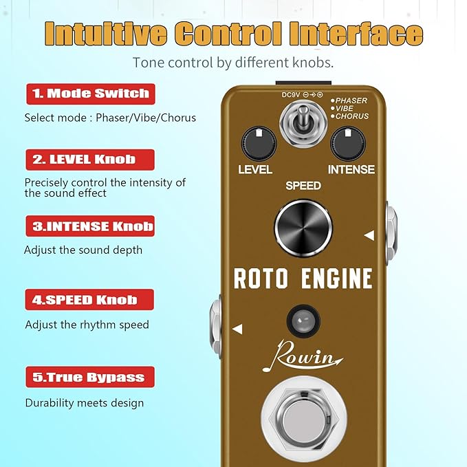 Rowin ROTO ENGINE Rotary Speaker Simulator Effect Pedal Mini Digital Guitar