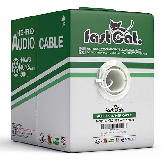 fast Cat. Speaker Wire 14 Guage 4C, UL Listed & CMR/CL3R-FT4 Rated
