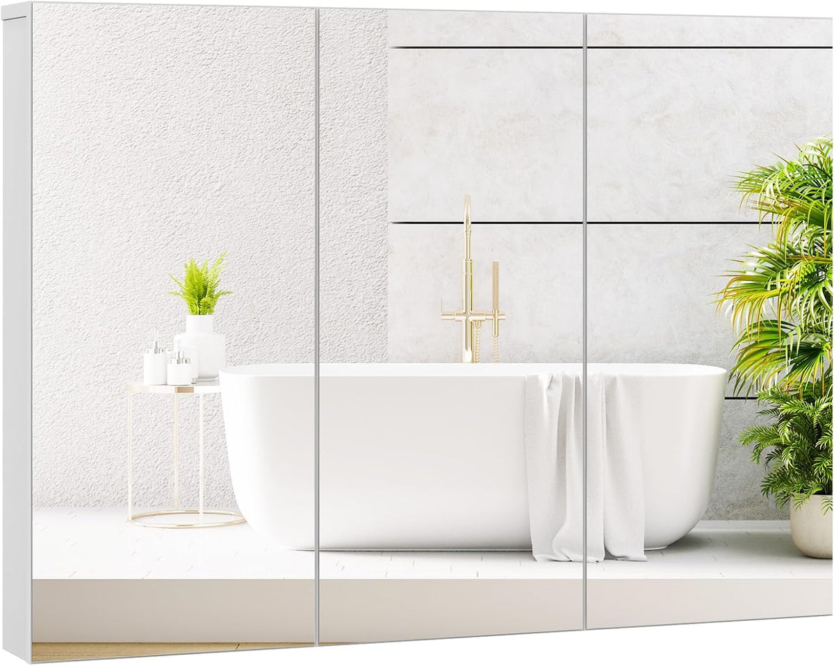 Tangkula Mirrored Medicine Cabinet, Large Wide Wall Mounted Storage Cabinet w...