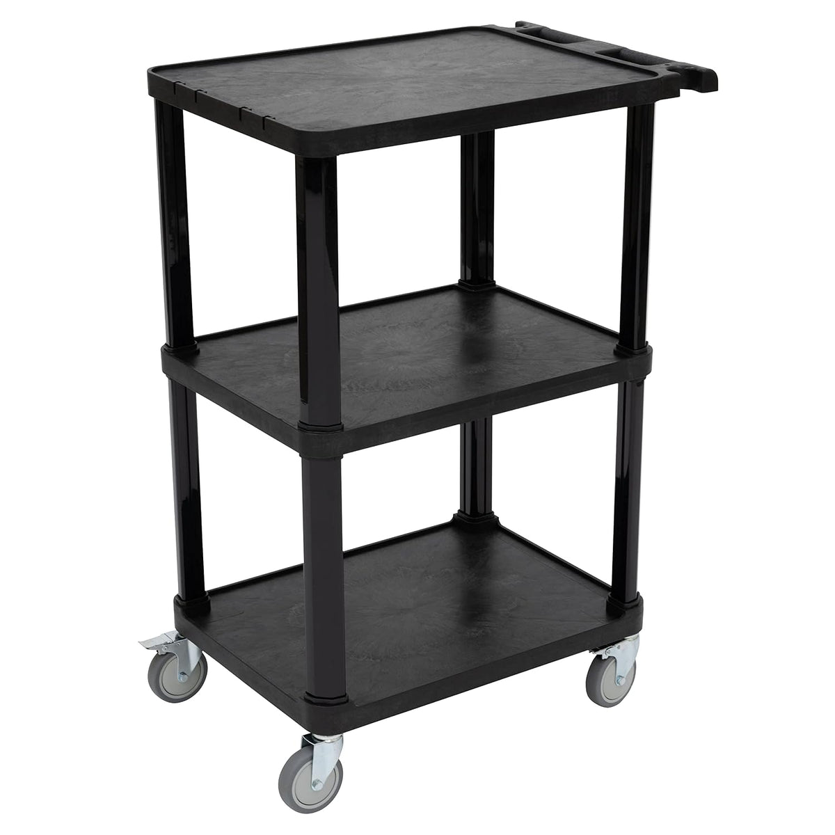 Pearington 3-Tier Compact Multi-Purpose Plastic Utility Cart with Lockable Wh...
