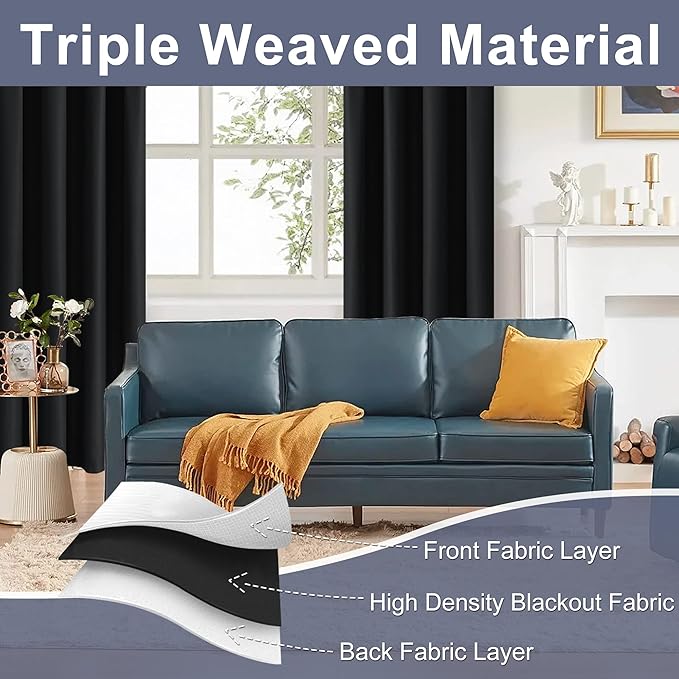 JIUZHEN Blackout Curtains for Bedroom (Set of 2)