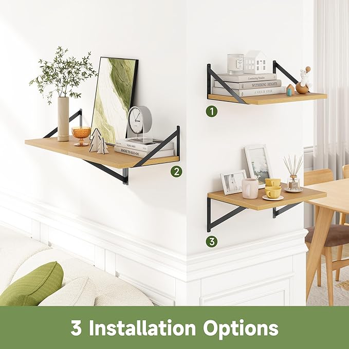 Heimlove 12 Inch Deep Floating Shelves (Set of 4)