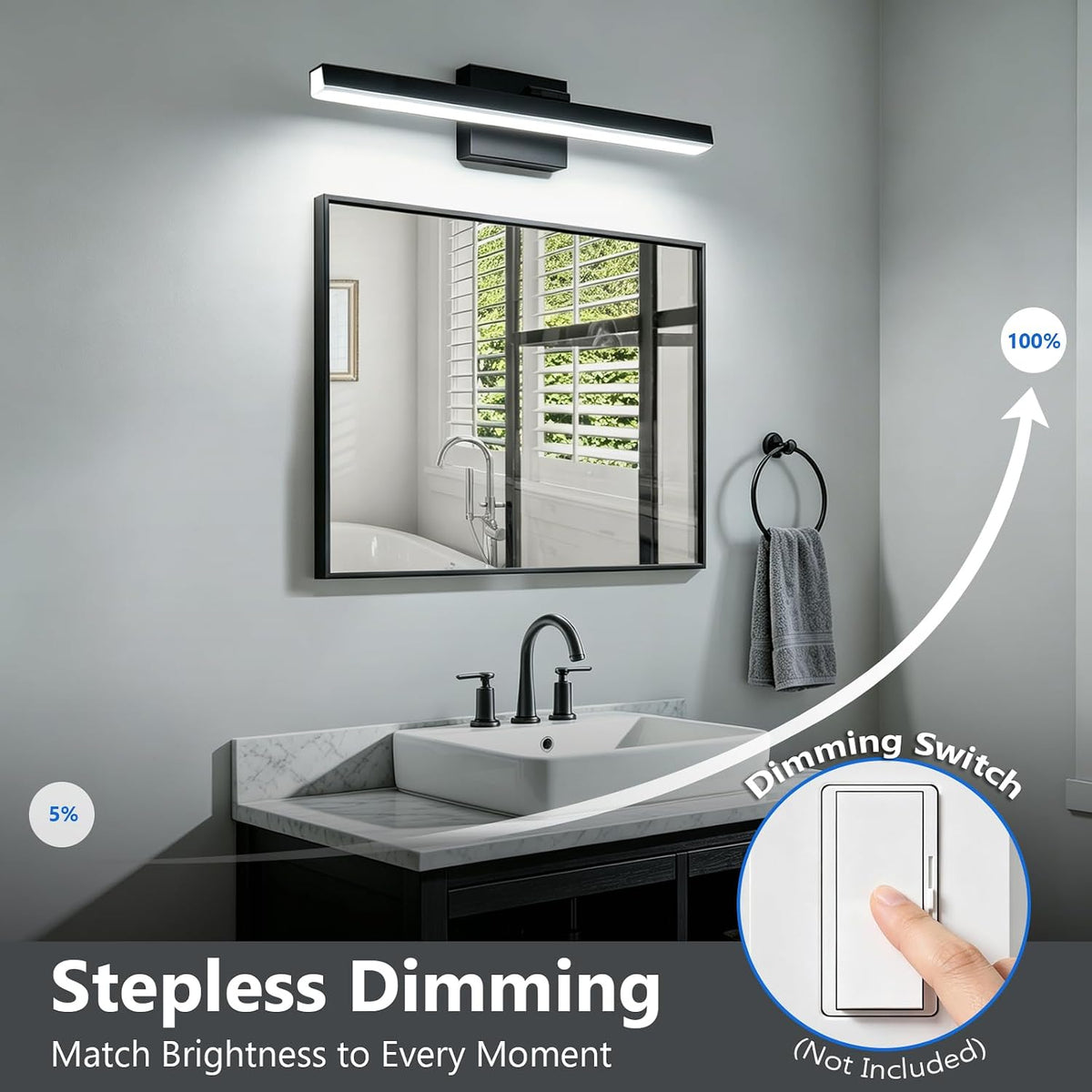 IZORRO Modern Bathroom Vanity Light 24 inch, Rotatable, 16W Dimmable Led Bath...