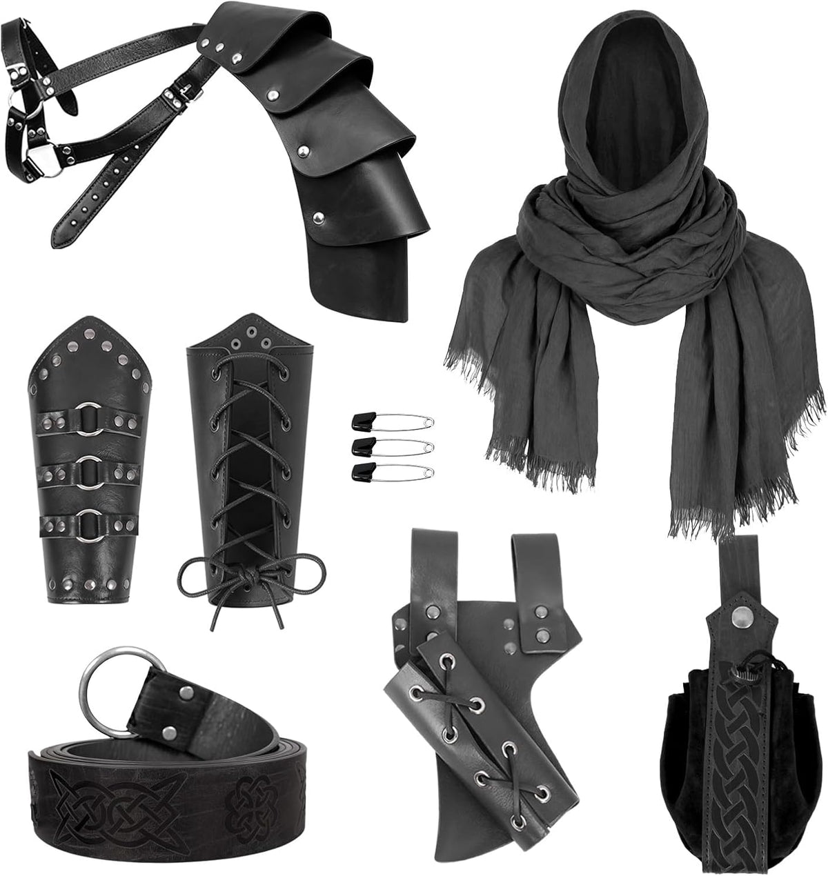 Renaissance Costume Accessories Men - Leather Armor Pauldron & Shoulder C...