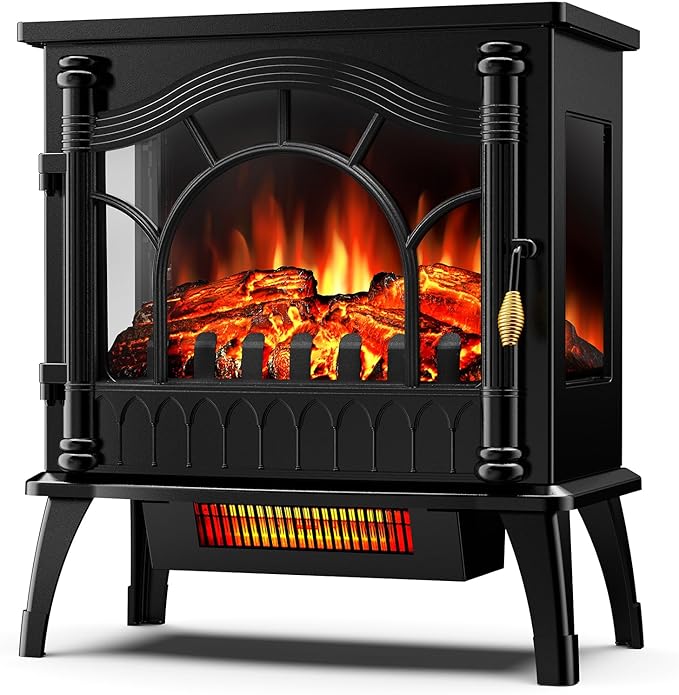 ZAFRO 23 inch Freestanding Electric Fireplace Stove | Thermostat Control