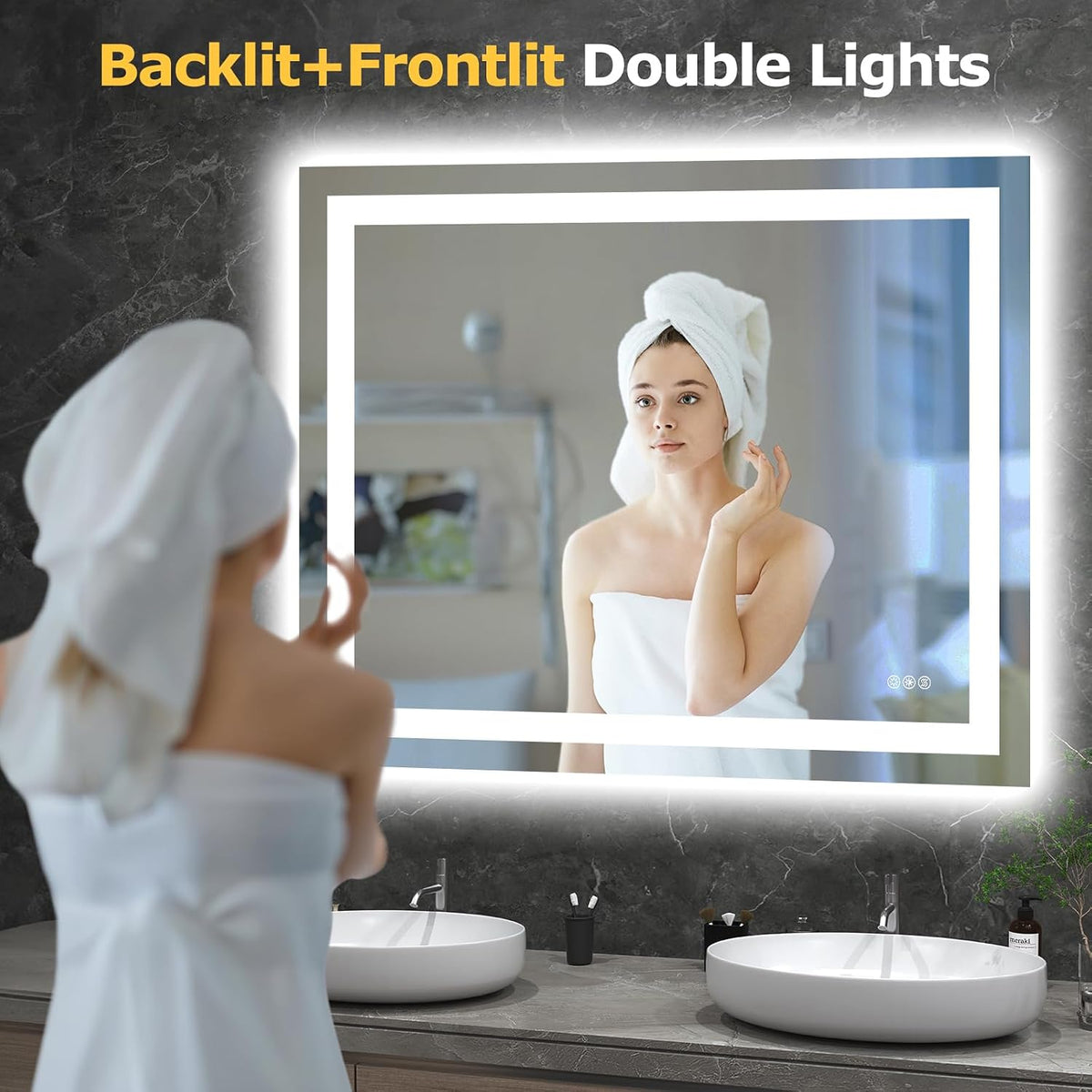 Hivone 40"X32" LED Bathroom Mirror with Lights, Anti-Fog, Dimmable,...