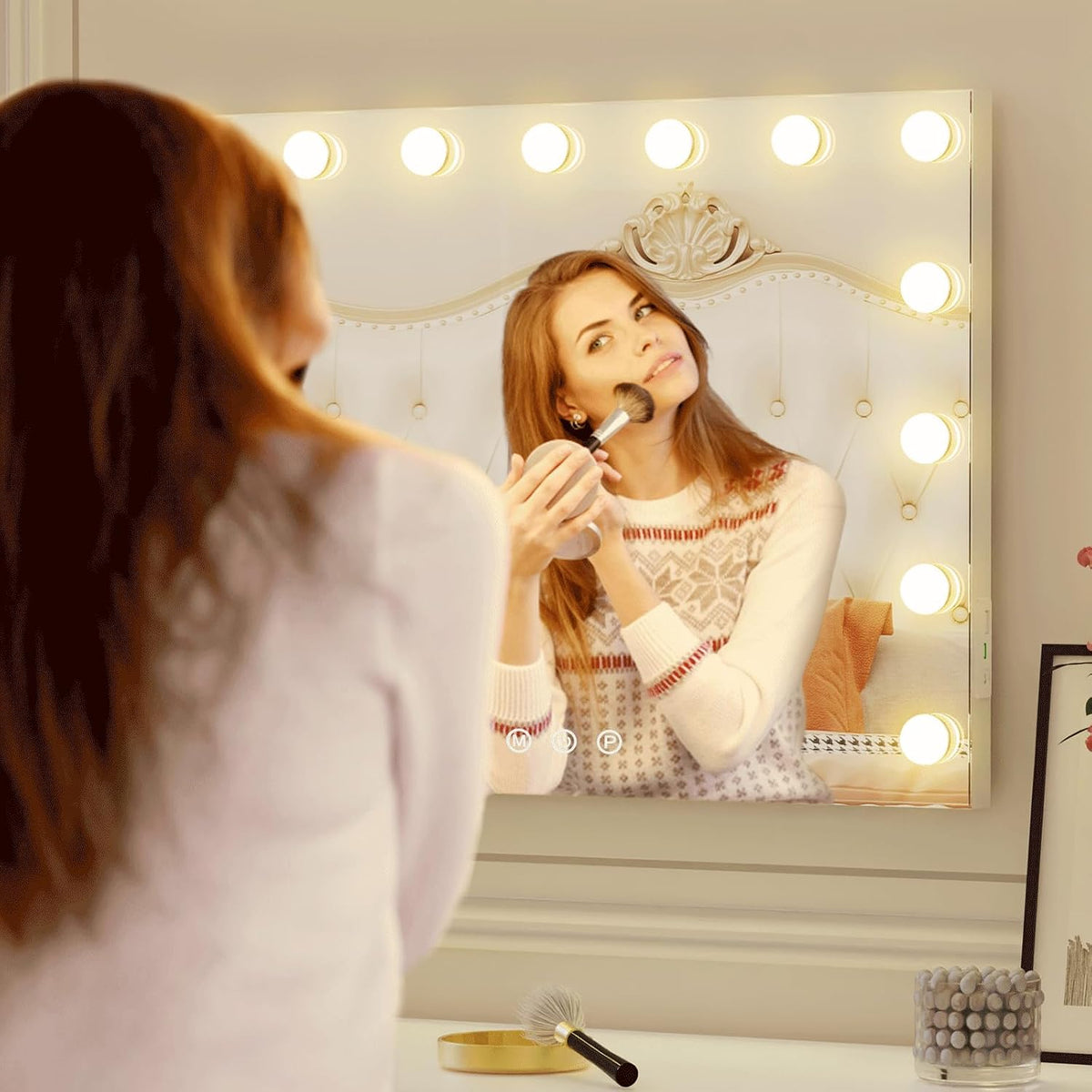 Hollywood Vanity Mirror with Lights, 15 Light Bulbs，3 Color Lights，Make Up Li...