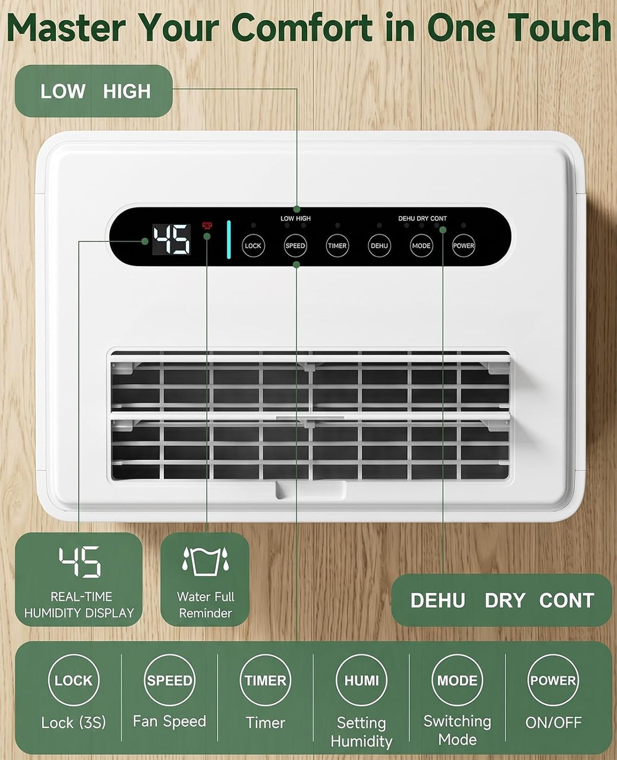 1600 sq ft 21 Pint Dehumidifier for Basement with Drain Hose