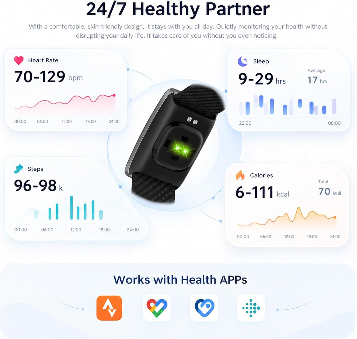 Screenless Fitness Trackers, Smart Band for Men Women with Bluetooth 6.0