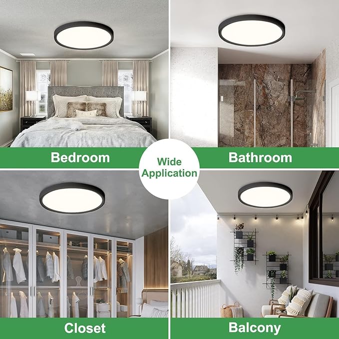 15.8 Inch Dimmable LED Flush Mount Ceiling Light, 3000K/3700K/4000K/5000K/600...