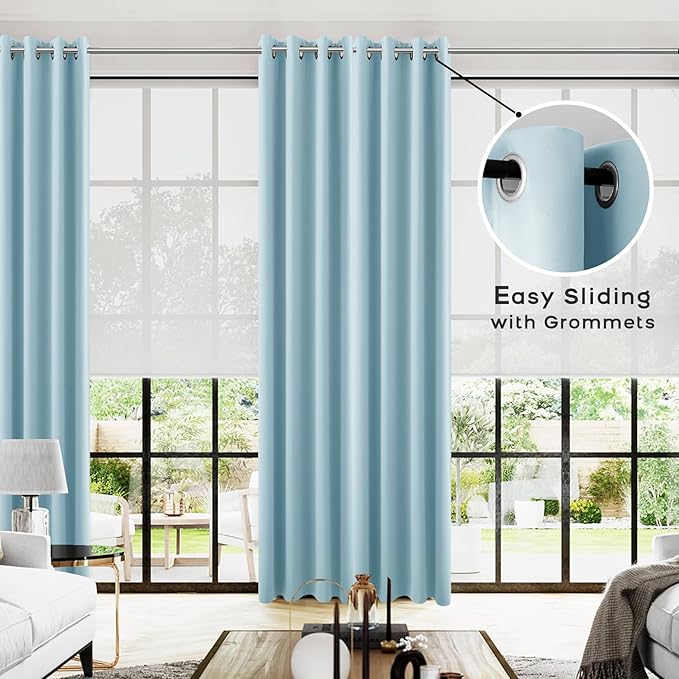 KOUFALL 108 Inch Curtains 2 Panel Set, Floor to Ceiling Room Darkening Extra