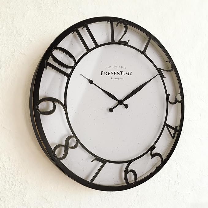 Presentime & Co 21" Farmhouse Series Wall Clock, Vintage Style, Retr...