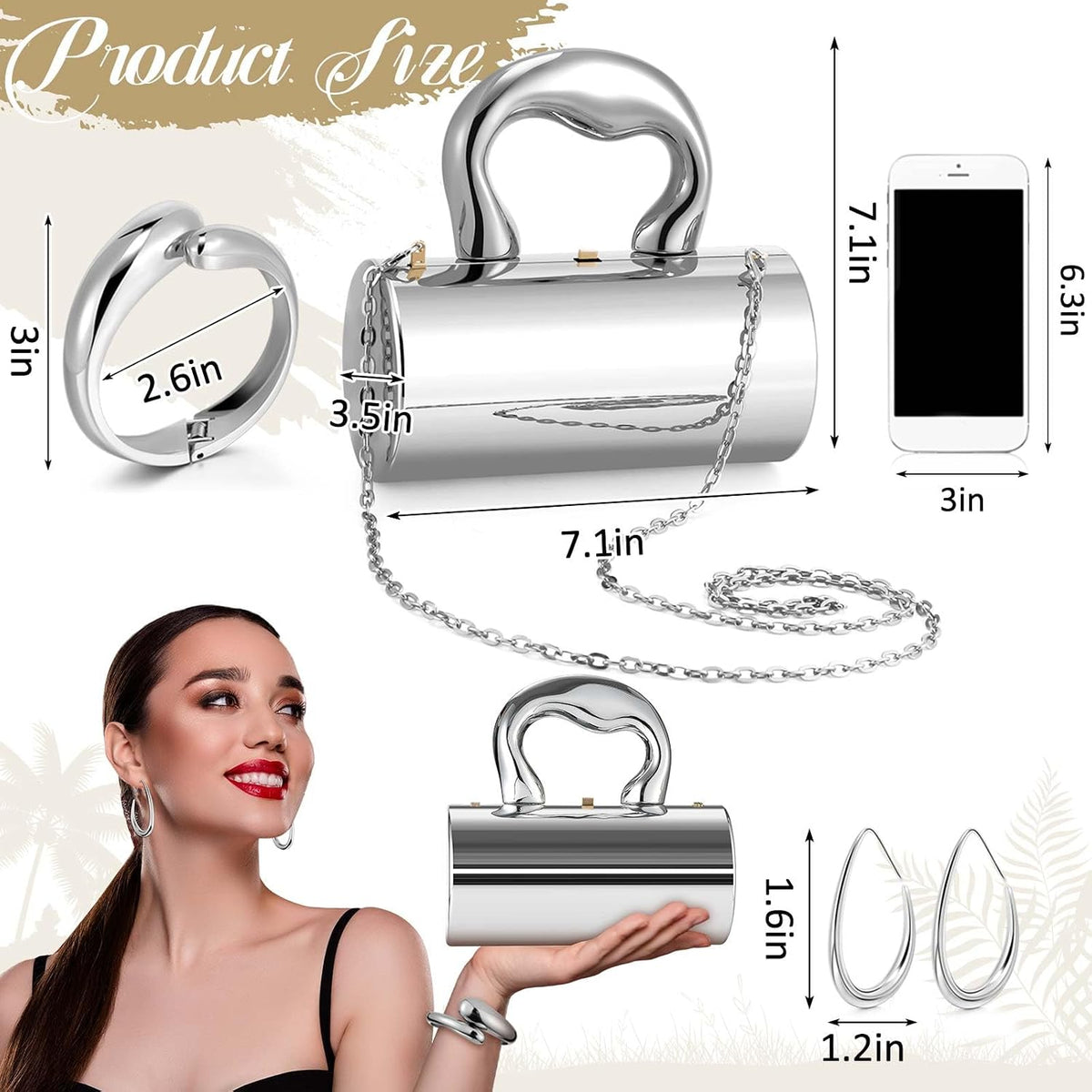 Quelay 3 Pcs Clutch Purse Jewelry Set for Women