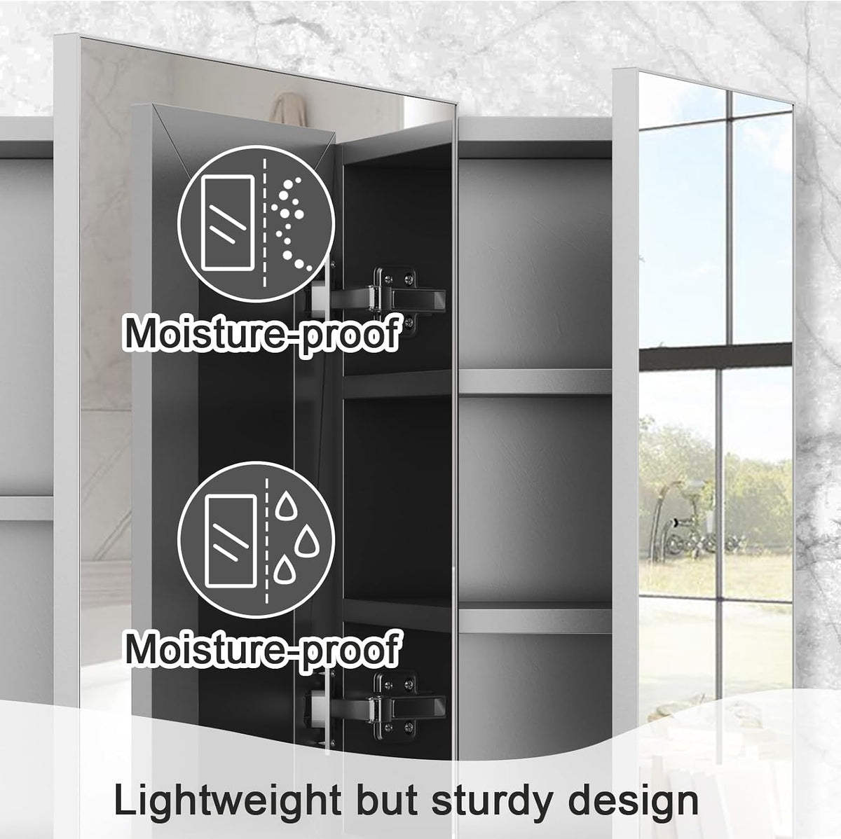 40 x 24 Silver Medicine Cabinet, Aluminum Mirror Medicine Cabinet for Bathroo...