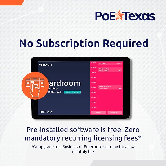 PoE Texas 8" Touchscreen Meeting Room Scheduler Tablet