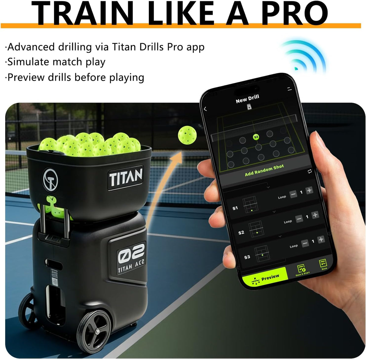 Titan ACE Pickleball Machine with Invertible Hopper | 110-Ball Capacity, Ligh...