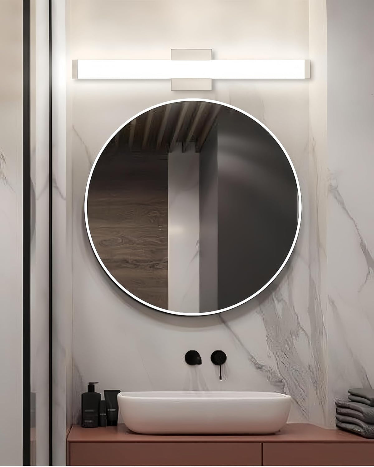 24" LED Bathroom Vanity Light14W Brushed Nickel 4000K Square