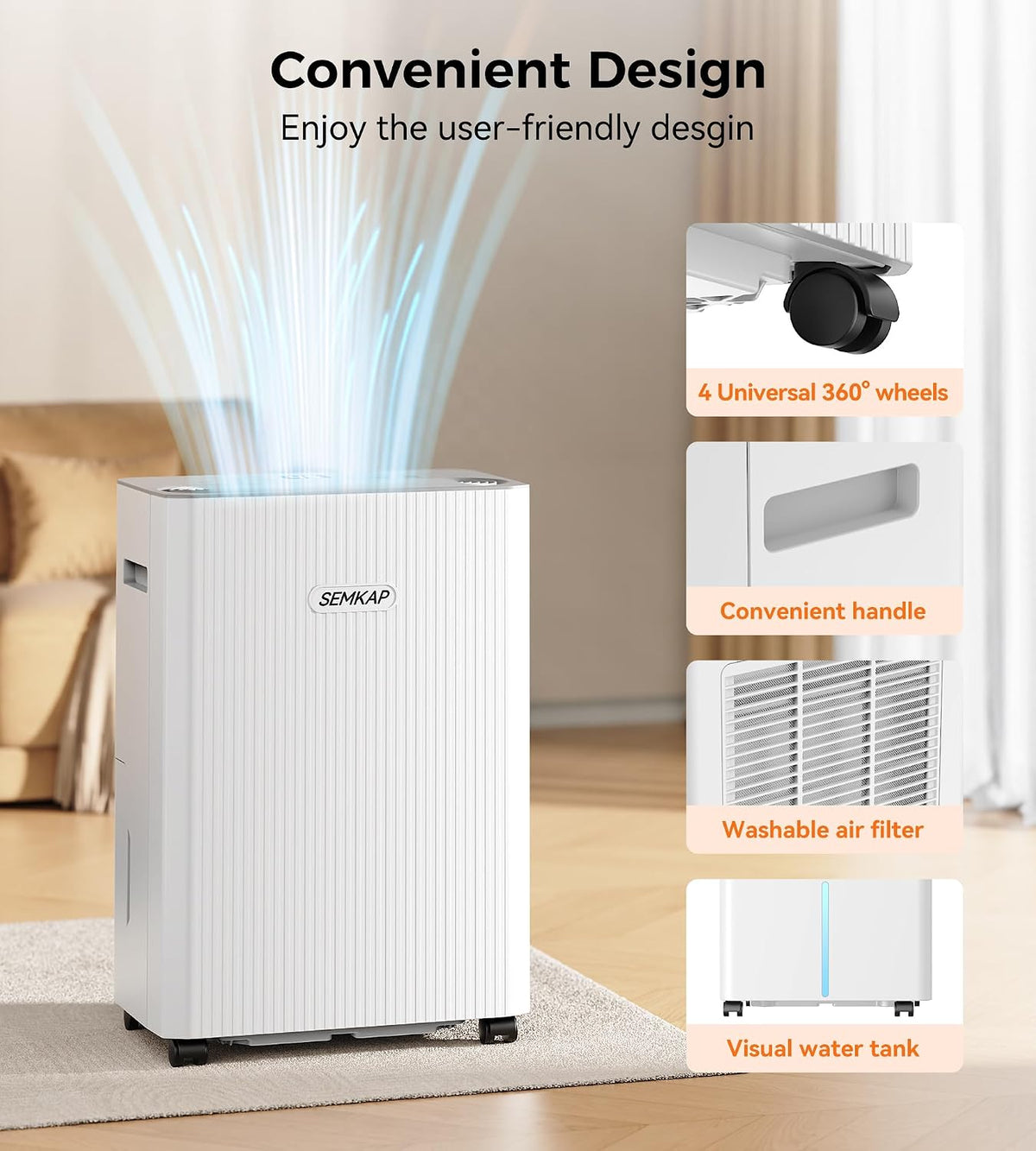 2500 Sq.Ft Max 32 Pints Dehumidifier for Basement with Drain Hose