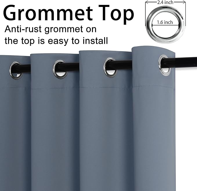 JIUZHEN Blackout Curtains with Tiebacks