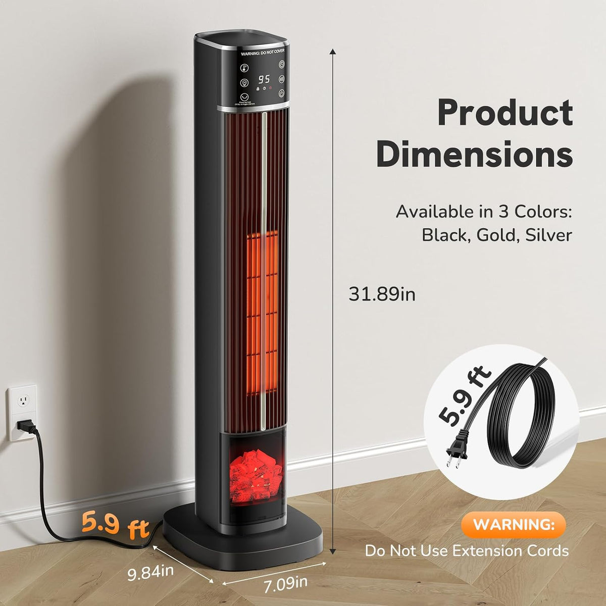 OLIXIS Space Heater for Indoor Use, Ceramic Tower Electric Heater 31.9"