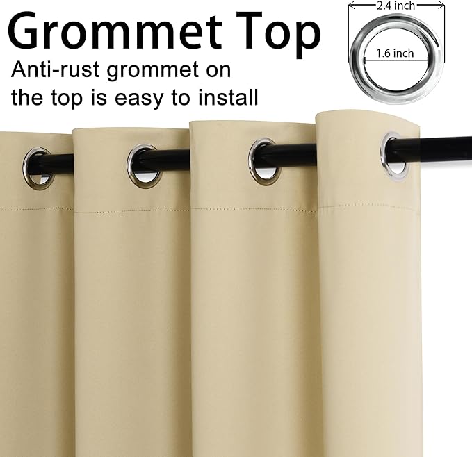 JIUZHEN Light Beige Blackout Curtains
