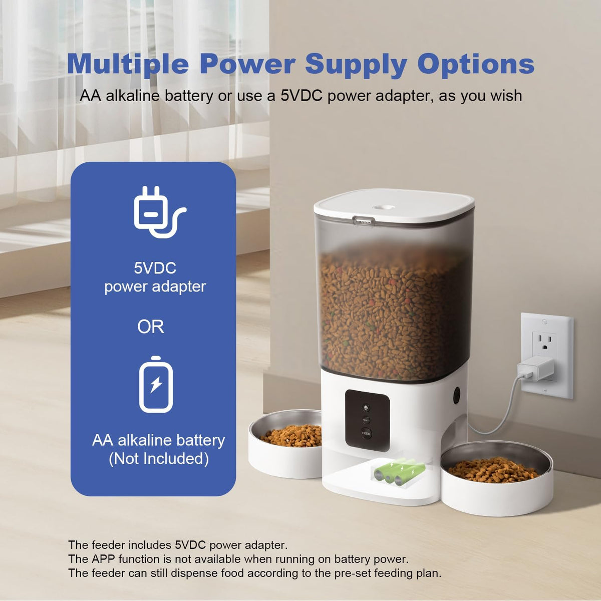 6L Automatic Cat Feeder, 2 Pets Timed Cat Dry Food Dispenser