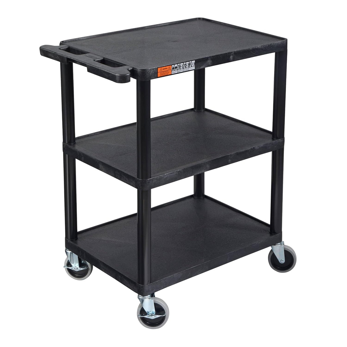 LUXOR STC222-B 3-Shelf Utility Cart, Black