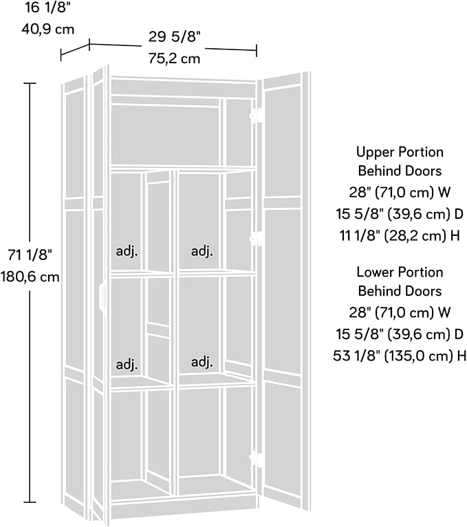 Sauder Storage Cabinet/ Pantry cabinets, 29.61 " x D: 16.02 " x H: ...