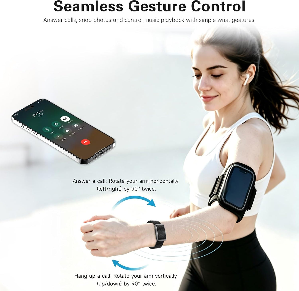 Screenless Fitness Trackers, Smart Band for Men Women with Bluetooth 6.0